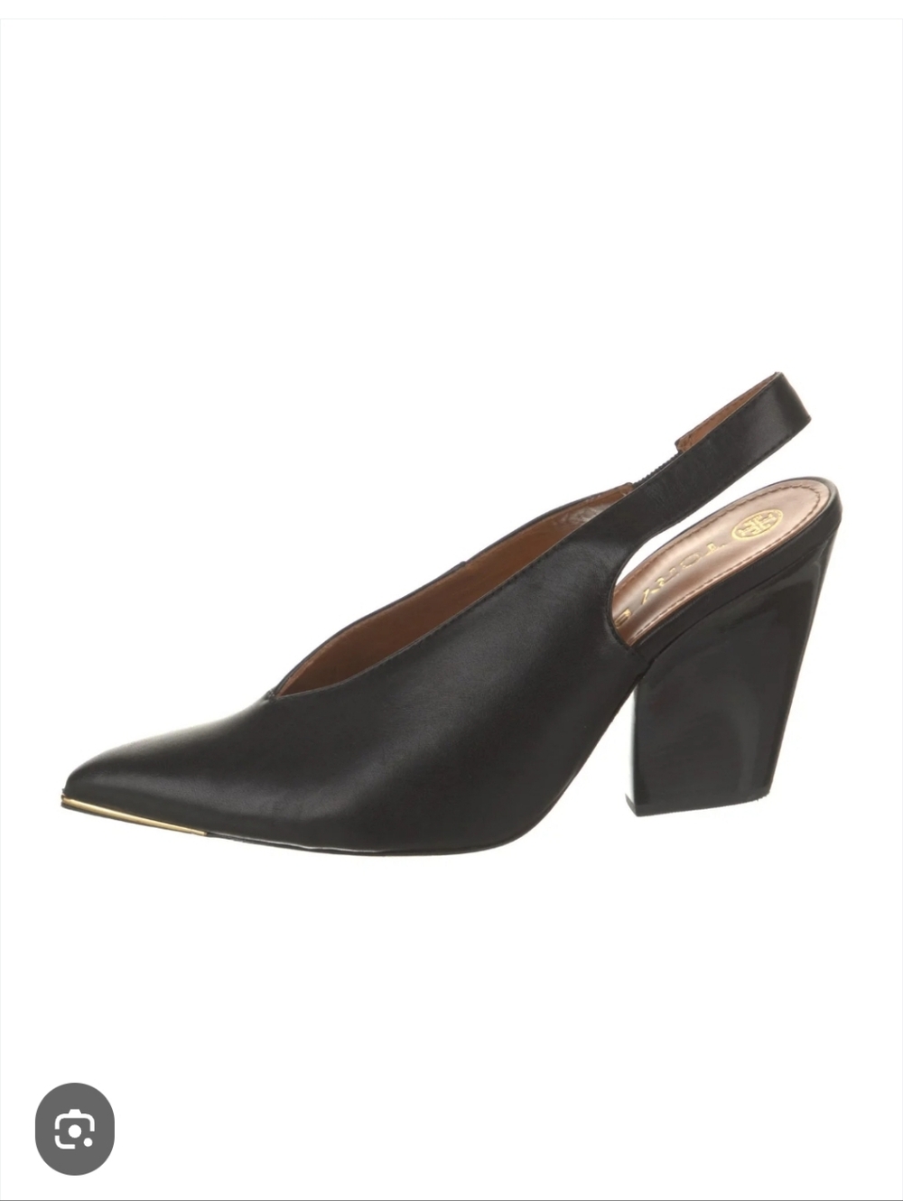 Tory Burch Black Leather Pointed Slingback Mules